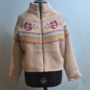 Miou Muse cream multicoloured zip up sweater